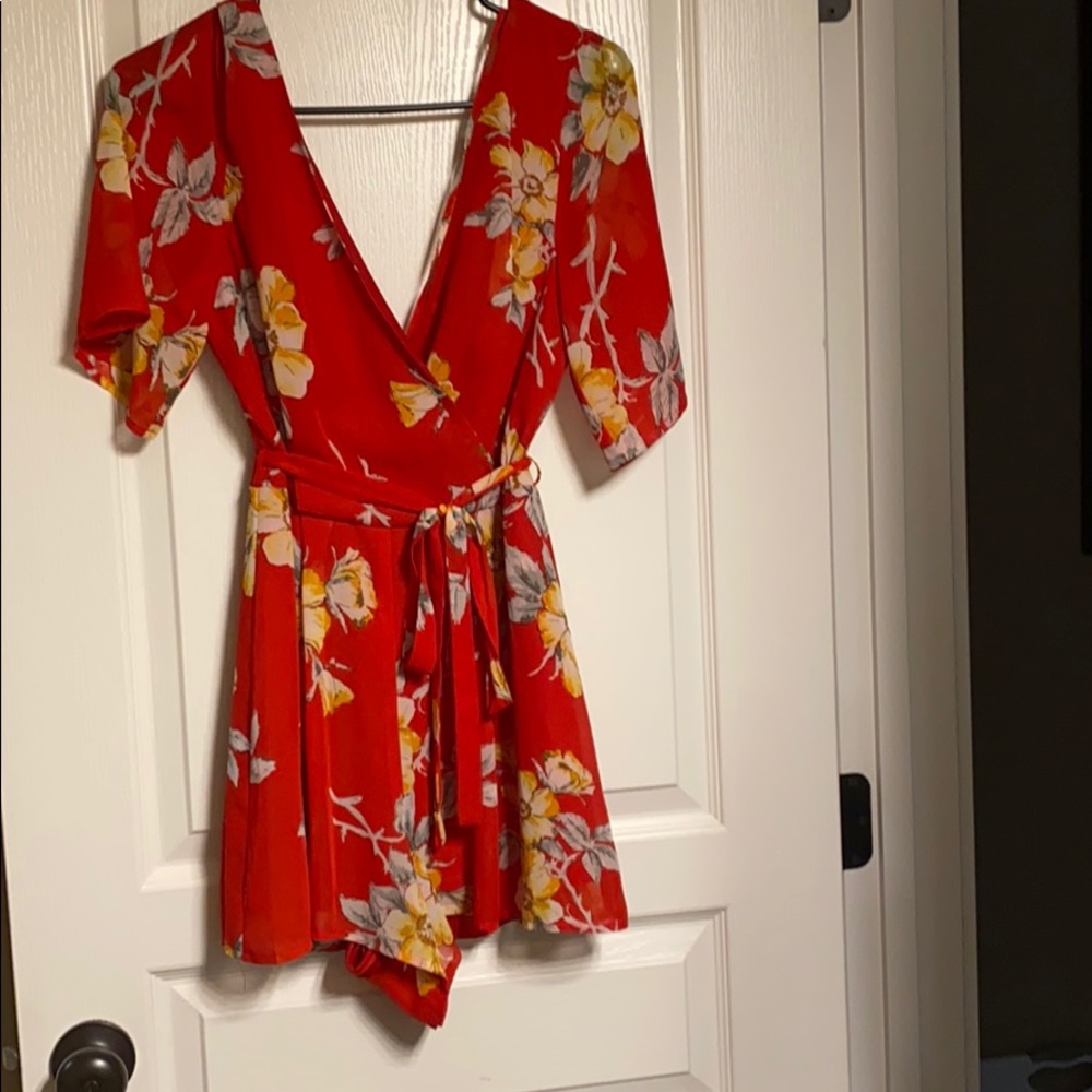 Red Floral Romper